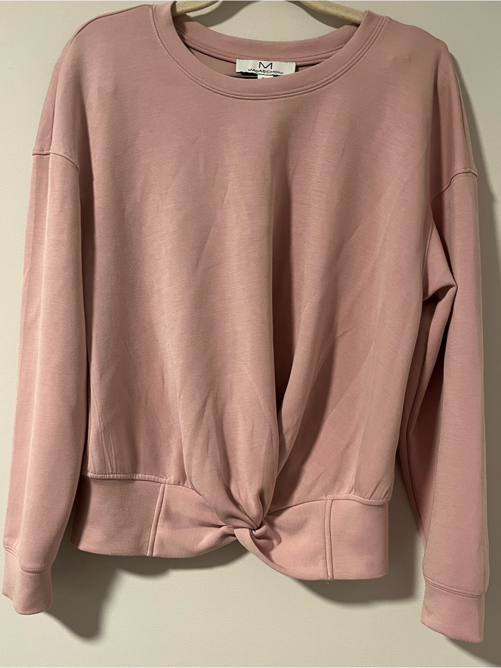 Magaschoni Light Rose Pink Twist-Front Sweatshirt